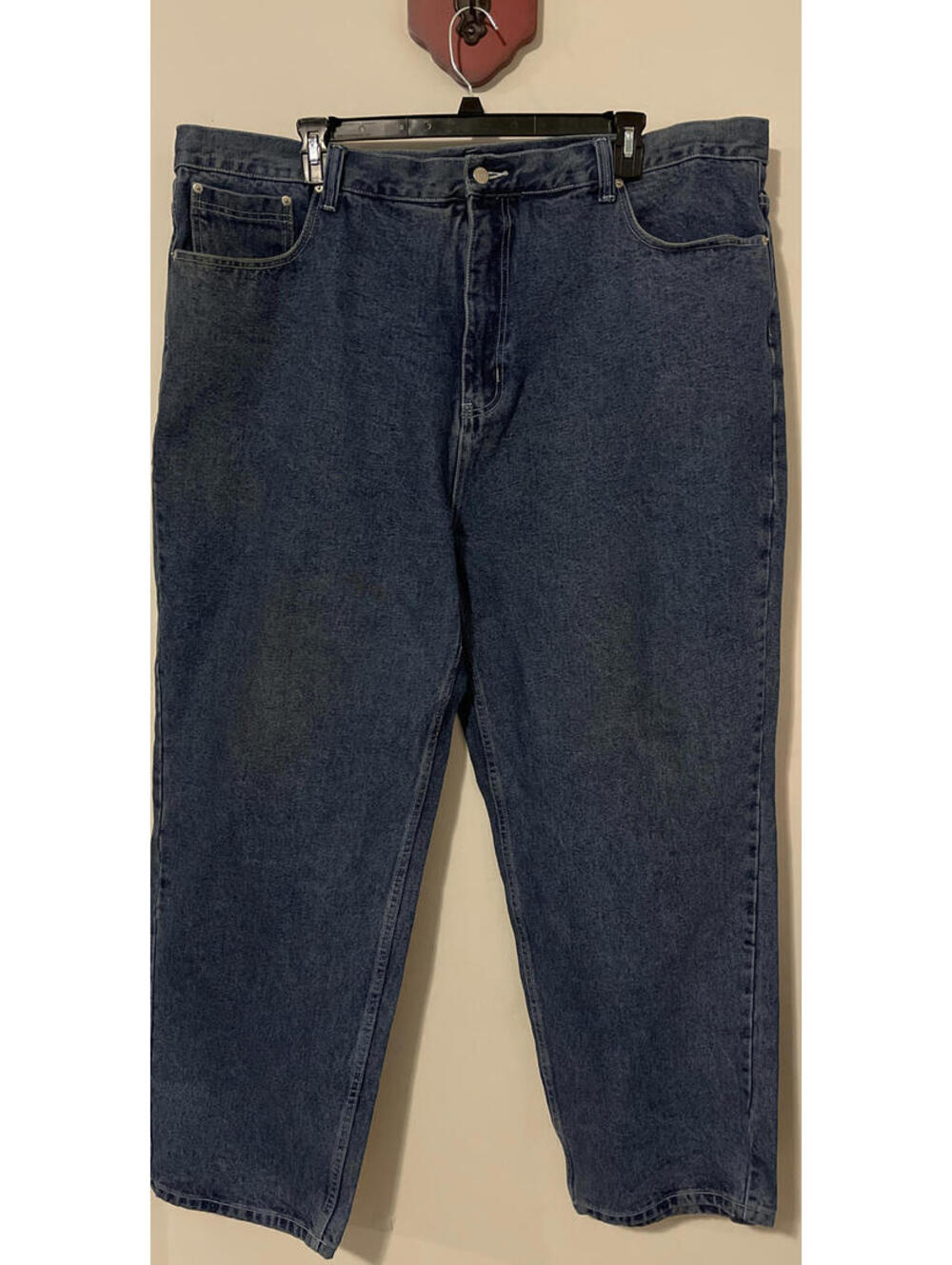 Koman Jeans Mens 48x33 Medium Wash Straight Relaxed Fit Denim Blue Jeans! A6120